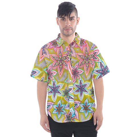 Bubble Flowers Men s Short Sleeve Shirt by okhismakingart