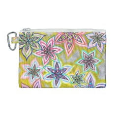 Bubble Flowers Canvas Cosmetic Bag (large) by okhismakingart