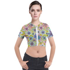 Bubble Flowers Short Sleeve Cropped Jacket