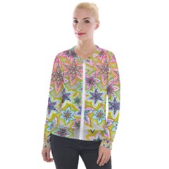 Bubble Flowers Velour Zip Up Jacket by okhismakingart