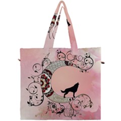 Wonderful Mandala Moon With Wolf Canvas Travel Bag by FantasyWorld7