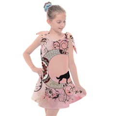 Wonderful Mandala Moon With Wolf Kids  Tie Up Tunic Dress by FantasyWorld7