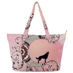 Wonderful Mandala Moon With Wolf Full Print Shoulder Bag by FantasyWorld7