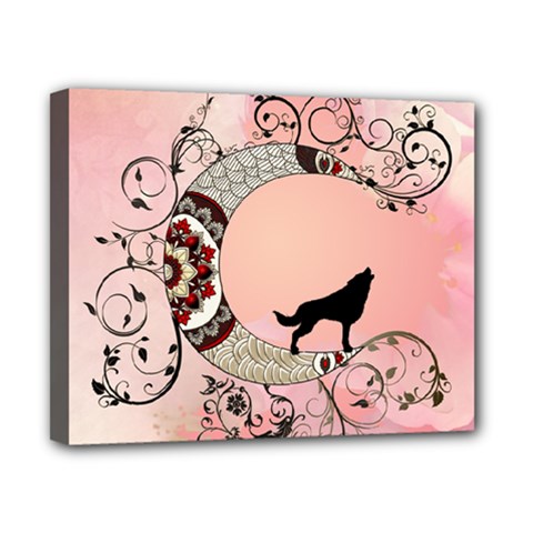 Wonderful Mandala Moon With Wolf Canvas 10  X 8  (stretched) by FantasyWorld7