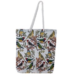 Vintage Birds Full Print Rope Handle Tote (large) by Valentinaart