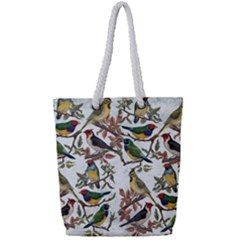 Vintage Birds Full Print Rope Handle Tote (small) by Valentinaart