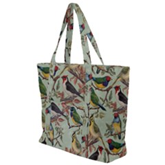 Vintage Birds Zip Up Canvas Bag