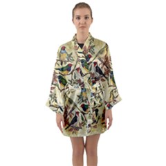 Vintage Birds Long Sleeve Kimono Robe