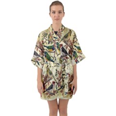 Vintage Birds Quarter Sleeve Kimono Robe by Valentinaart