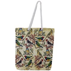 Vintage Birds Full Print Rope Handle Tote (large) by Valentinaart