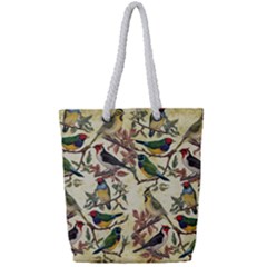 Vintage Birds Full Print Rope Handle Tote (small) by Valentinaart