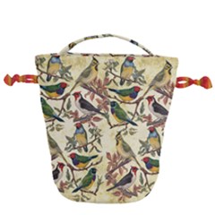 Vintage Birds Drawstring Bucket Bag