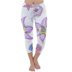 Flower And Insects Capri Winter Leggings  by okhismakingart