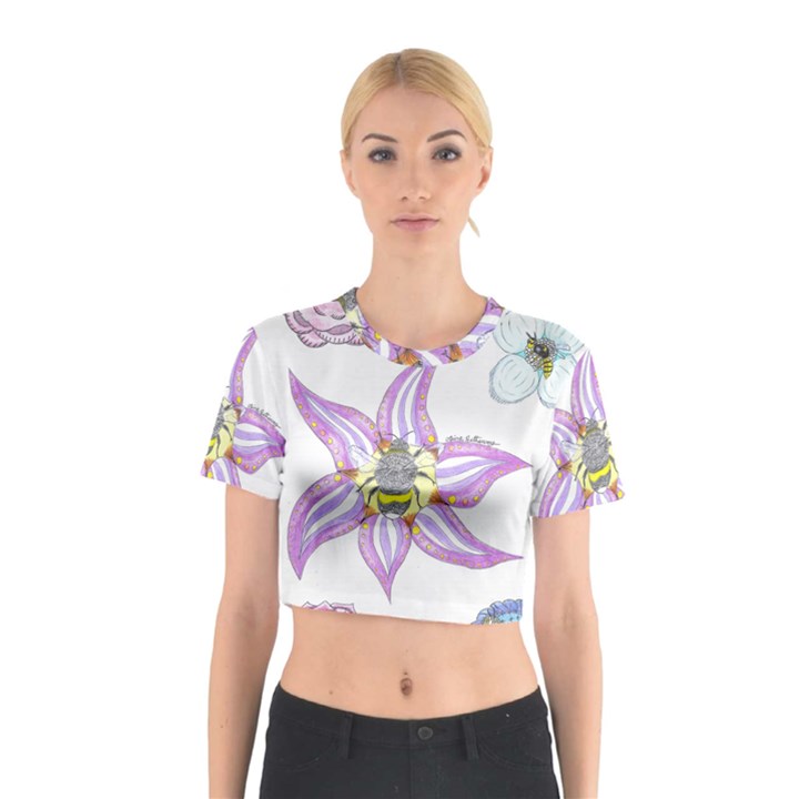 Flower and Insects Cotton Crop Top