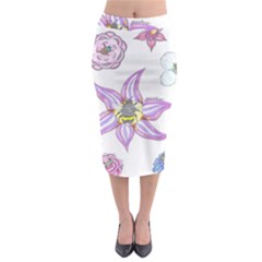 Flower And Insects Midi Pencil Skirt by okhismakingart