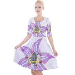 Flower And Insects Quarter Sleeve A-line Dress by okhismakingart