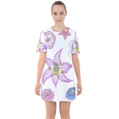 Flower And Insects Sixties Short Sleeve Mini Dress by okhismakingart