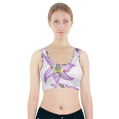 Flower And Insects Sports Bra With Pocket