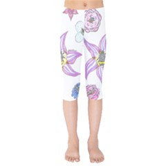 Flower And Insects Kids  Capri Leggings  by okhismakingart