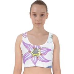 Flower And Insects Velvet Racer Back Crop Top by okhismakingart