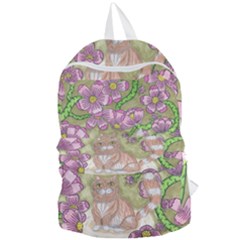 Fluffy Cat In A Garden  Foldable Lightweight Backpack by okhismakingart