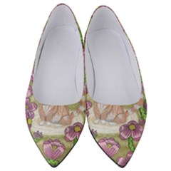 Fluffy Cat In A Garden  Women s Low Heels by okhismakingart