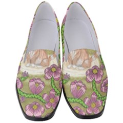 Fluffy Cat In A Garden  Women s Classic Loafer Heels by okhismakingart