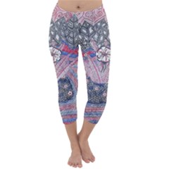 Abstract Flower Field Capri Winter Leggings  by okhismakingart