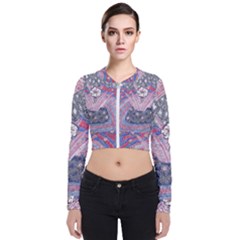 Abstract Flower Field Long Sleeve Zip Up Bomber Jacket by okhismakingart