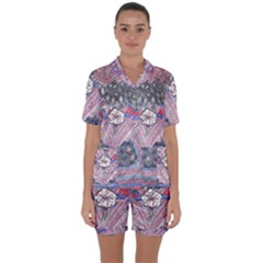 Abstract Flower Field Satin Short Sleeve Pyjamas Set by okhismakingart