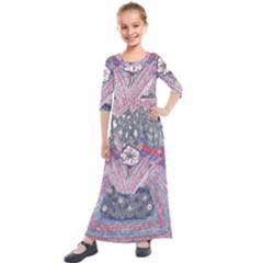 Abstract Flower Field Kids  Quarter Sleeve Maxi Dress by okhismakingart