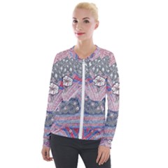 Abstract Flower Field Velour Zip Up Jacket by okhismakingart