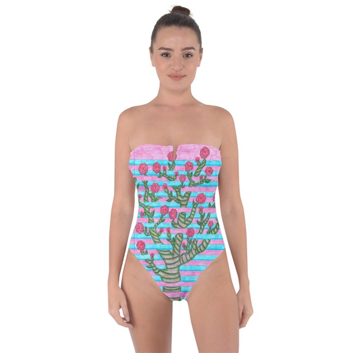 Notebook Flower Tree Tie Back One Piece Swimsuit