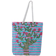 Notebook Flower Tree Full Print Rope Handle Tote (large) by okhismakingart