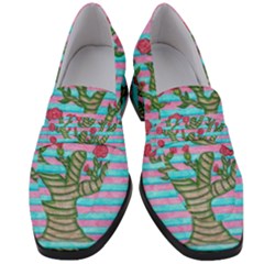 Notebook Flower Tree Women s Chunky Heel Loafers by okhismakingart