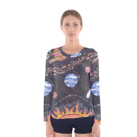 Space Women s Long Sleeve Tee by okhismakingart