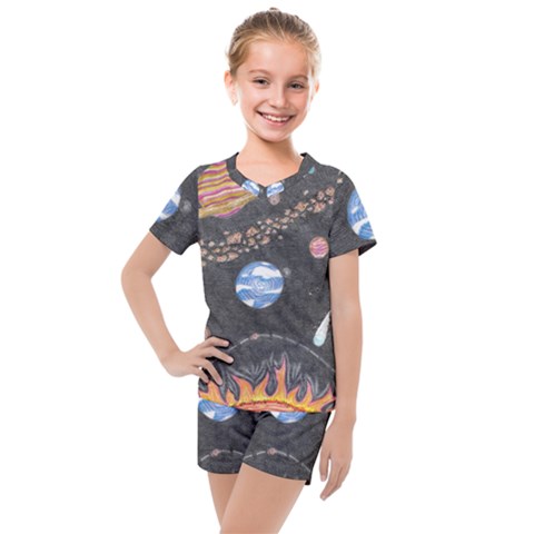 Space Kids  Mesh Tee And Shorts Set by okhismakingart