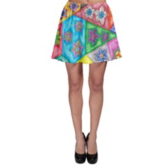 Stained Glass Flowers  Skater Skirt by okhismakingart