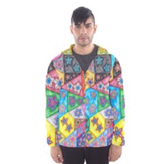 Stained Glass Flowers  Men s Hooded Windbreaker by okhismakingart