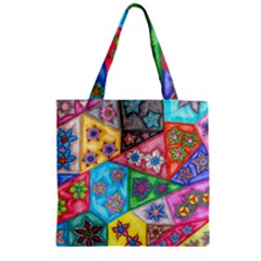 Stained Glass Flowers  Zipper Grocery Tote Bag by okhismakingart