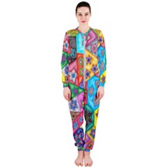 Stained Glass Flowers  Onepiece Jumpsuit (ladies)  by okhismakingart