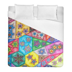 Stained Glass Flowers  Duvet Cover (full/ Double Size) by okhismakingart