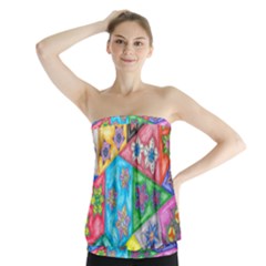 Stained Glass Flowers  Strapless Top by okhismakingart