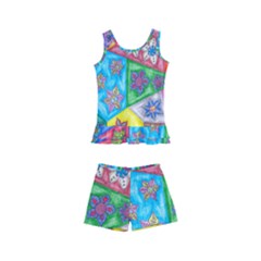 Stained Glass Flowers  Kids  Boyleg Swimsuit by okhismakingart