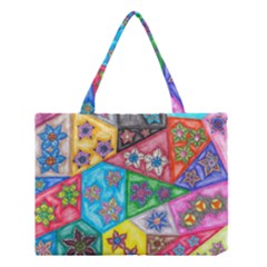 Stained Glass Flowers  Medium Tote Bag by okhismakingart