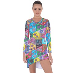 Stained Glass Flowers  Asymmetric Cut-out Shift Dress by okhismakingart