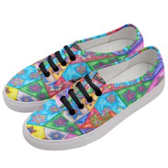 Stained Glass Flowers  Women s Classic Low Top Sneakers by okhismakingart