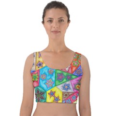 Stained Glass Flowers  Velvet Crop Top by okhismakingart