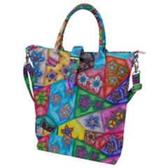 Stained Glass Flowers  Buckle Top Tote Bag