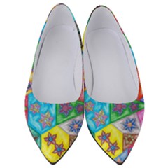 Stained Glass Flowers  Women s Low Heels by okhismakingart